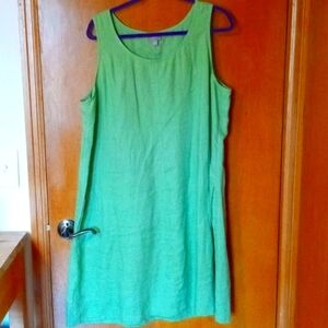 J.Jill, linen summer dress, XL, apple green